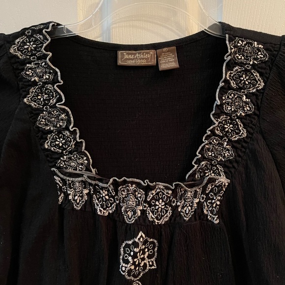 Jane Ashley black gauze shirt, embroidered - Picture 3 of 6